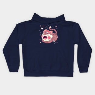 Retro Snowy Santa Hat Cat Kids Hoodie